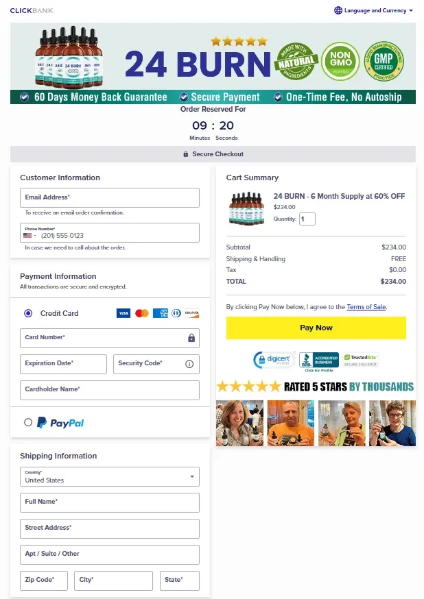 24 Burn order page